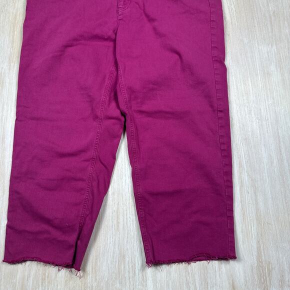 J. Jill Denim High Rise Straight Leg Crop Raw Hem Stretch Burgundy Jeans 18 - Picture 4 of 13